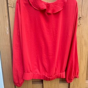 LOFT Red Blouse with Collar